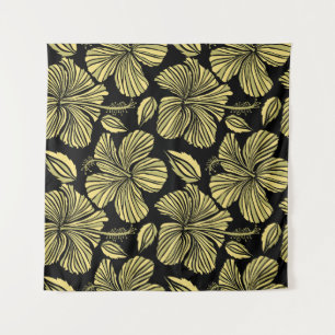 Blume Vintager nahtloser tropischer Hibisken Wandteppich