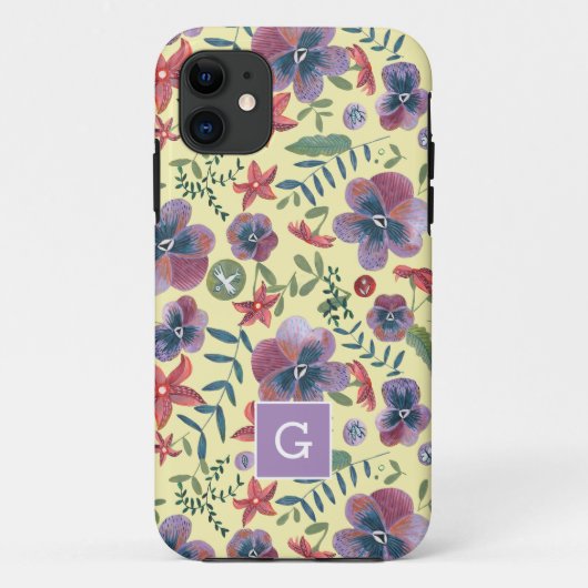 Blume Violette Vollblutdruckmonogramm Cas Case-Mate iPhone Hülle (Rückseite)