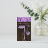 Blume Visitenkarte Damask Lila Brown (Stehend Vorderseite)