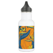 Blume-Vogel auf Orange Edelstahlflasche (Links)