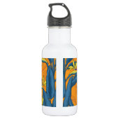 Blume-Vogel auf Orange Edelstahlflasche (Rückseite)