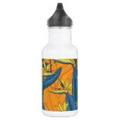 Blume-Vogel auf Orange Edelstahlflasche (Rechts)