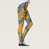 Blume-Vogel auf Orange Leggings (Rechts)