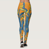 Blume-Vogel auf Orange Leggings (Rückseite)