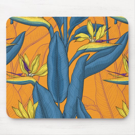 Blume-Vogel auf Orange Mousepad (Vorne)