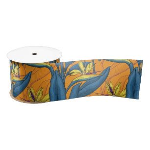 Blume-Vogel auf Orange Satinband