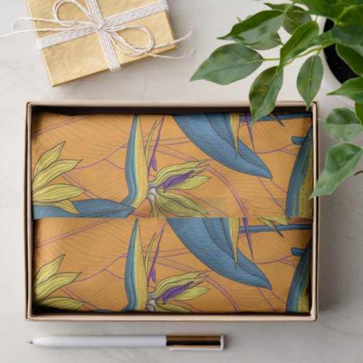 Blume-Vogel auf Orange Seidenpapier (Geschenk)