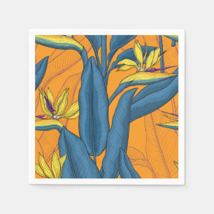Blume-Vogel auf Orange Serviette