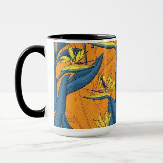 Blume-Vogel auf Orange Tasse (Links)
