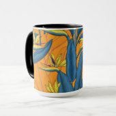 Blume-Vogel auf Orange Tasse (Vorderseite Links)