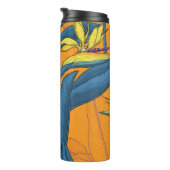 Blume-Vogel auf Orange Thermosbecher (Nach rechts gedreht)