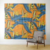 Blume-Vogel auf Orange Wandteppich (Beispiel (Horizontal))