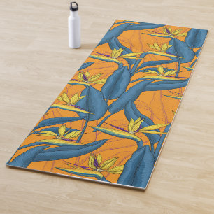 Blume-Vogel auf Orange Yogamatte
