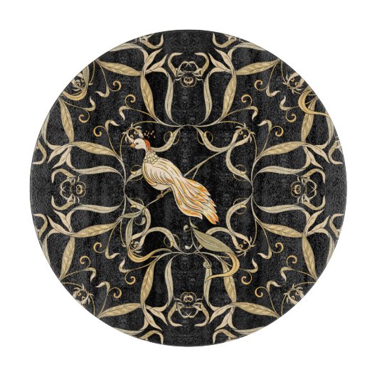 Blume & Vögel: Jugendstil Vintag Schneidebrett (Vorderseite)