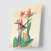 Blume-Vogel Quadratische Wanduhr (Winkel)