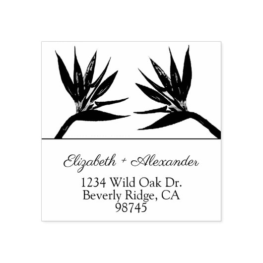 Blume-Vogel Rücksendeadresse Gummistempel (Prägung)