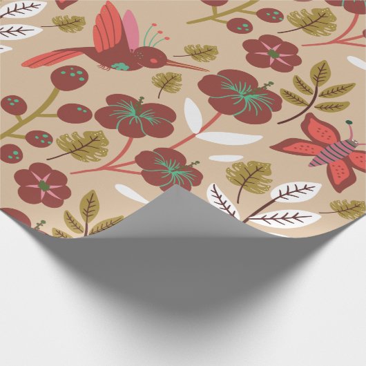 Blume, Vögel, Schmetterlinge, nahtlos Geschenkpapier (Ecke)