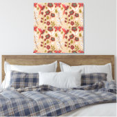 Blume, Vögel, Schmetterlinge, nahtlos Leinwanddruck (Insitu (Schlafzimmer))