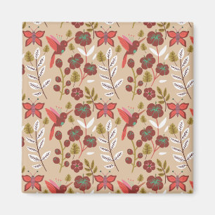 Blume, Vögel, Schmetterlinge, nahtlos Magnet