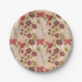 Blume, Vögel, Schmetterlinge, nahtlos Pappteller (Vorderseite)