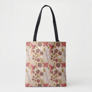 Blume, Vögel, Schmetterlinge, nahtlos Tasche