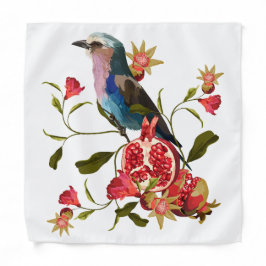 Blume, Vogel und Granatfrüchte. Halstuch