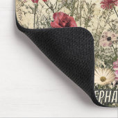 Blume, Vögel und Schmetterlinge auf Altpapier (2) Mousepad (Ecke)