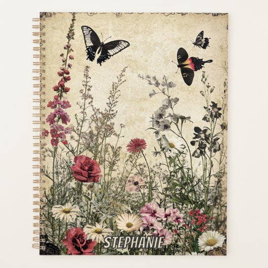 Blume, Vögel und Schmetterlinge auf Altpapier (2) Planer (Vorderseite)