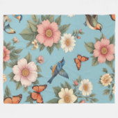 Blume - Vögel und Schmetterlinge Fleecedecke (Vorderseite (Horizontal))