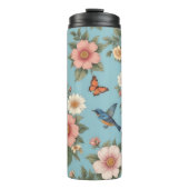 Blume - Vögel und Schmetterlinge Thermosbecher (Vorderseite)