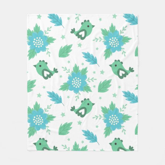 Blume Vogelmuster Fleecedecke (Vorderseite)