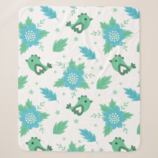 Blume Vogelmuster Sherpadecke (Vorderseite)