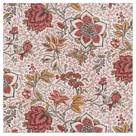 Blume & Vogelmuster von Oberkampf & Cie Stoff (Nahaufnahme)