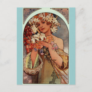 Blume von Alphonse Mucha Postkarte