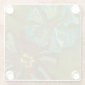 Blume von Aqua und Burnt Orange im grünen Hintergr Glasuntersetzer (Rückseite)