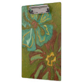 Blume von Aqua und Burnt Orange im grünen Hintergr Klemmbrett (Links)