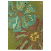 Blume von Aqua und Burnt Orange im grünen Hintergr Klemmbrett (Rückseite)