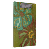 Blume von Aqua und Burnt Orange im grünen Hintergr Klemmbrett (Rechts)