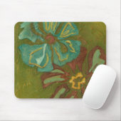 Blume von Aqua und Burnt Orange im grünen Hintergr Mousepad (Mit Mouse)