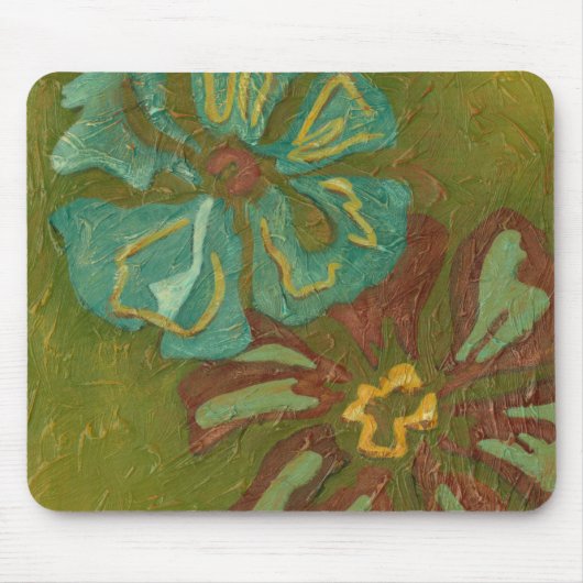 Blume von Aqua und Burnt Orange im grünen Hintergr Mousepad (Vorne)
