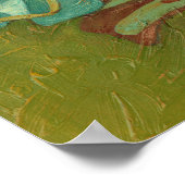 Blume von Aqua und Burnt Orange im grünen Hintergr Poster (Ecke)