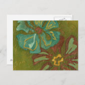 Blume von Aqua und Burnt Orange im grünen Hintergr Postkarte (Vorne/Hinten)