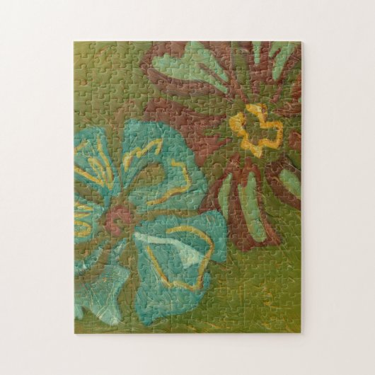 Blume von Aqua und Burnt Orange im grünen Hintergr Puzzle (Vertikal)