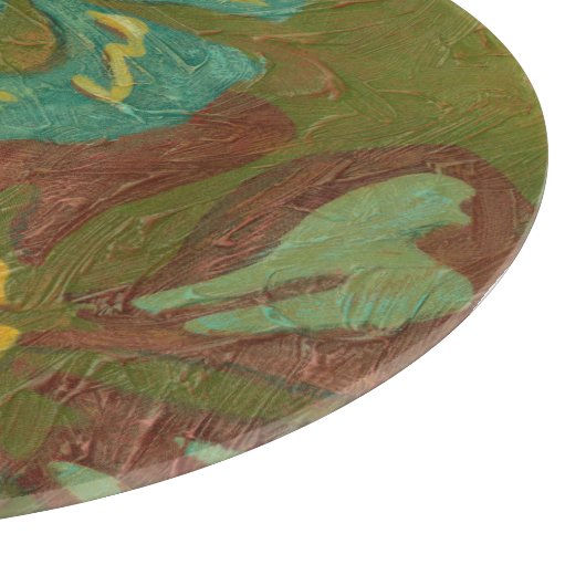 Blume von Aqua und Burnt Orange im grünen Hintergr Schneidebrett (Ecke)