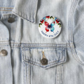 Blume von Aquarell Rot, Blau und Weiß 4. Juli Button (Beispiel)