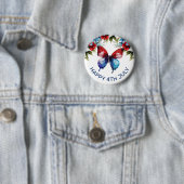 Blume von Aquarell Rot, Blau und Weiß 4. Juli Button (Beispiel)