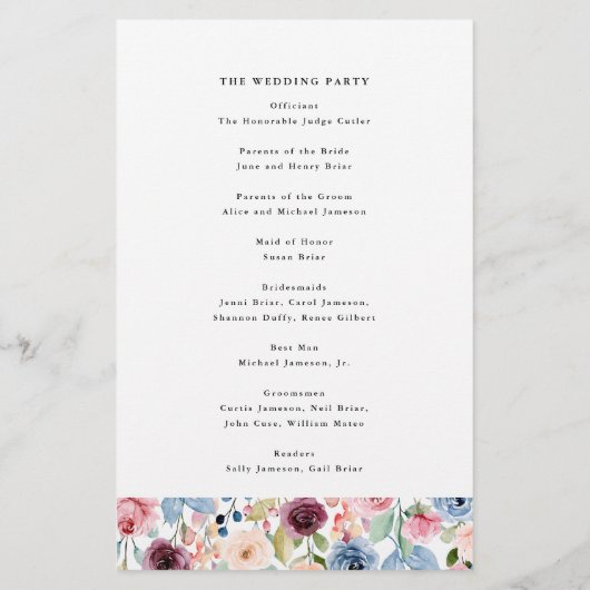 Blume von Aquarellen bläst Grenze, Papierprogramm Flyer (Hinten)