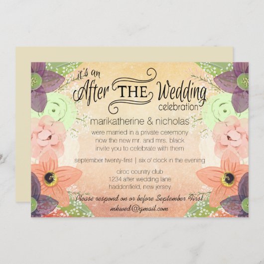 Blume von Aquarellfarben nach Hochzeit ID PP1 Einl Einladung (Vorne/Hinten)