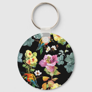 Blume von Aquarellvögeln: farbenfroh, nahtlos. Schlüsselanhänger