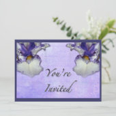 Blume von Blauer und Weißbär Einladung (Stehend Vorderseite)